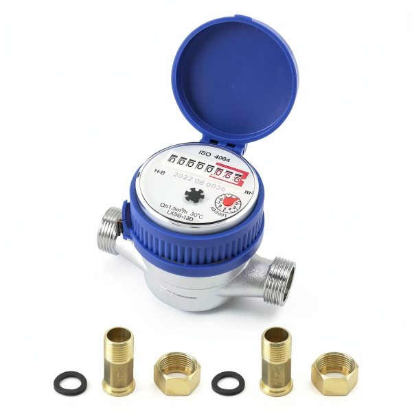 QWORK Water Meter 2‑Pack 1/2" BSPT with Dial Pulse Output for Home-6