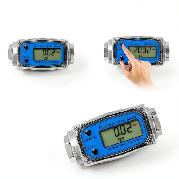 PHATRIP Digital Fuel Flow Meter 1in NPT LCD Aluminum Alloy-1