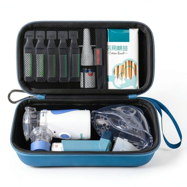 Elonbo Portable Nebulizer Carrying Case L85L PU Leather EVA Travel Bag-0