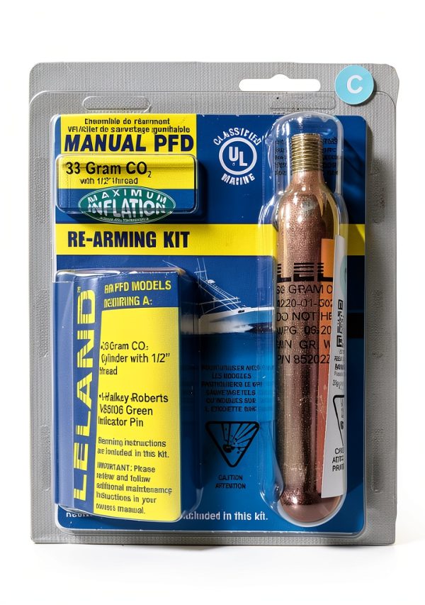 Leland 840AMU-Manual PFD Rearming Kit with 33g CO2 Cylinder Brass-0
