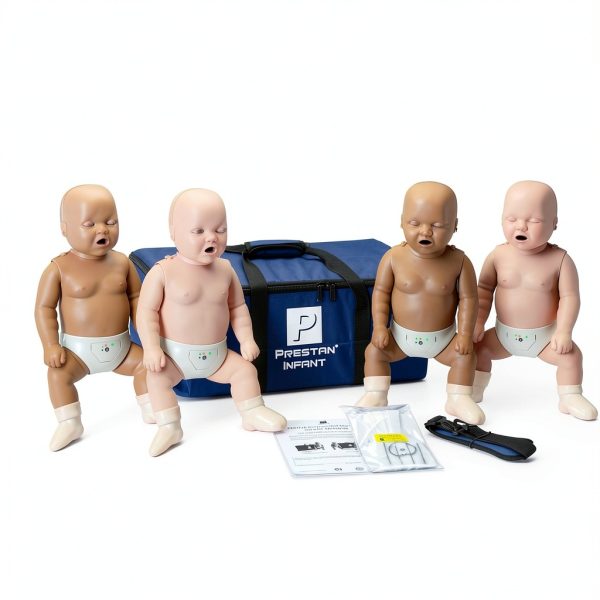 PRESTAN 4-Pack of Infant CPR Manikins with Compression Rate Monitors by Prestan, Medium Skin Tone and Dark Skin Tone-0